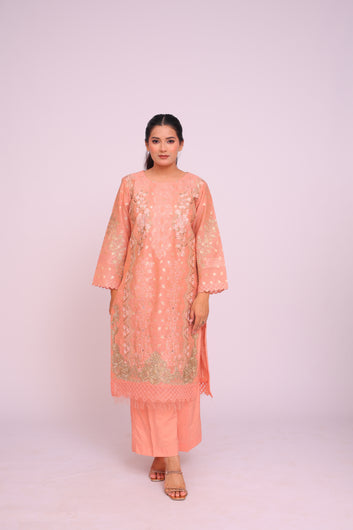 Peach Bloom – Embroidered  Ensemble - PP00304