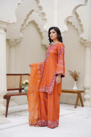 3 PC Embroidery Suit - PL00692