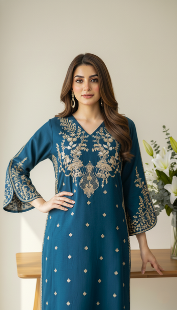Embroided 3 Pc Suit-PE00784