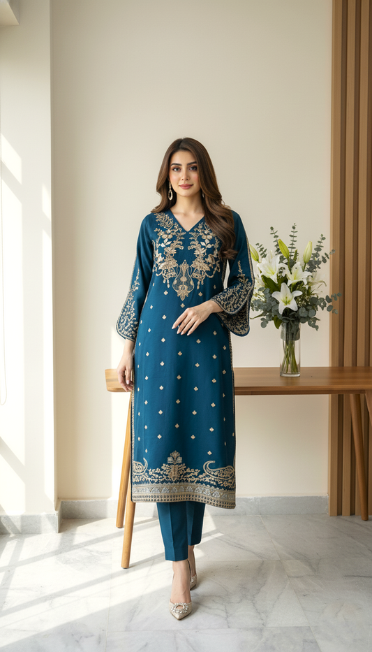 Embroided 3 Pc Suit-PE00784