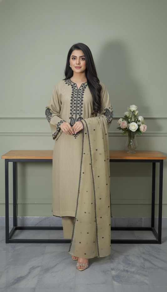 Embroidred 3 Piece Suit-PE00804