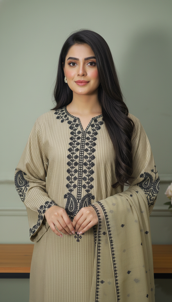 Embroidred 3 Piece Suit-PE00804