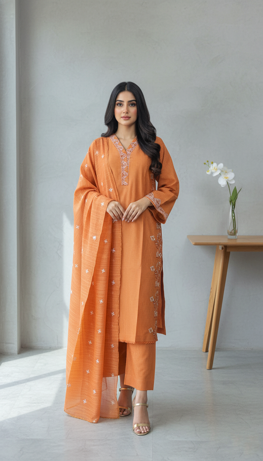 Embroidred 3 Piece Suit-PE00805