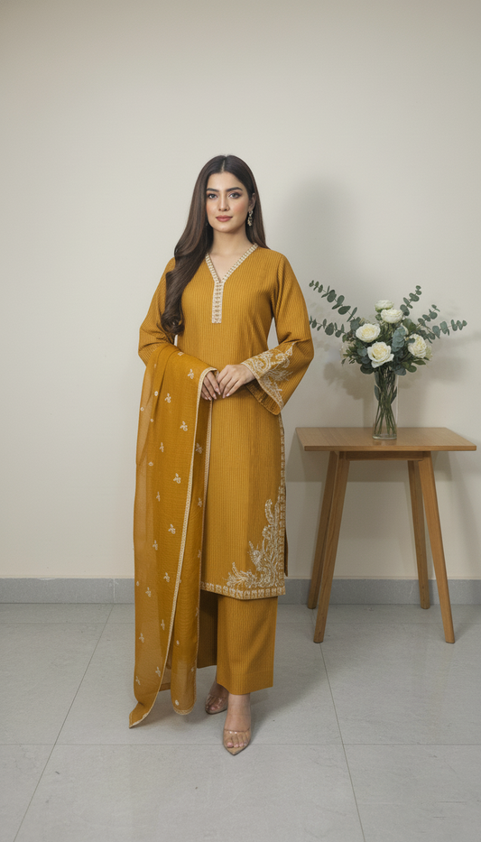 Embroidred 3 Piece Suit-PE00806