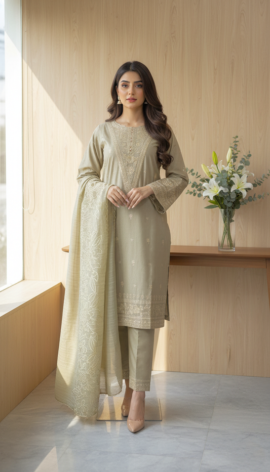 Embroidred 3 Piece Suit-PE00807