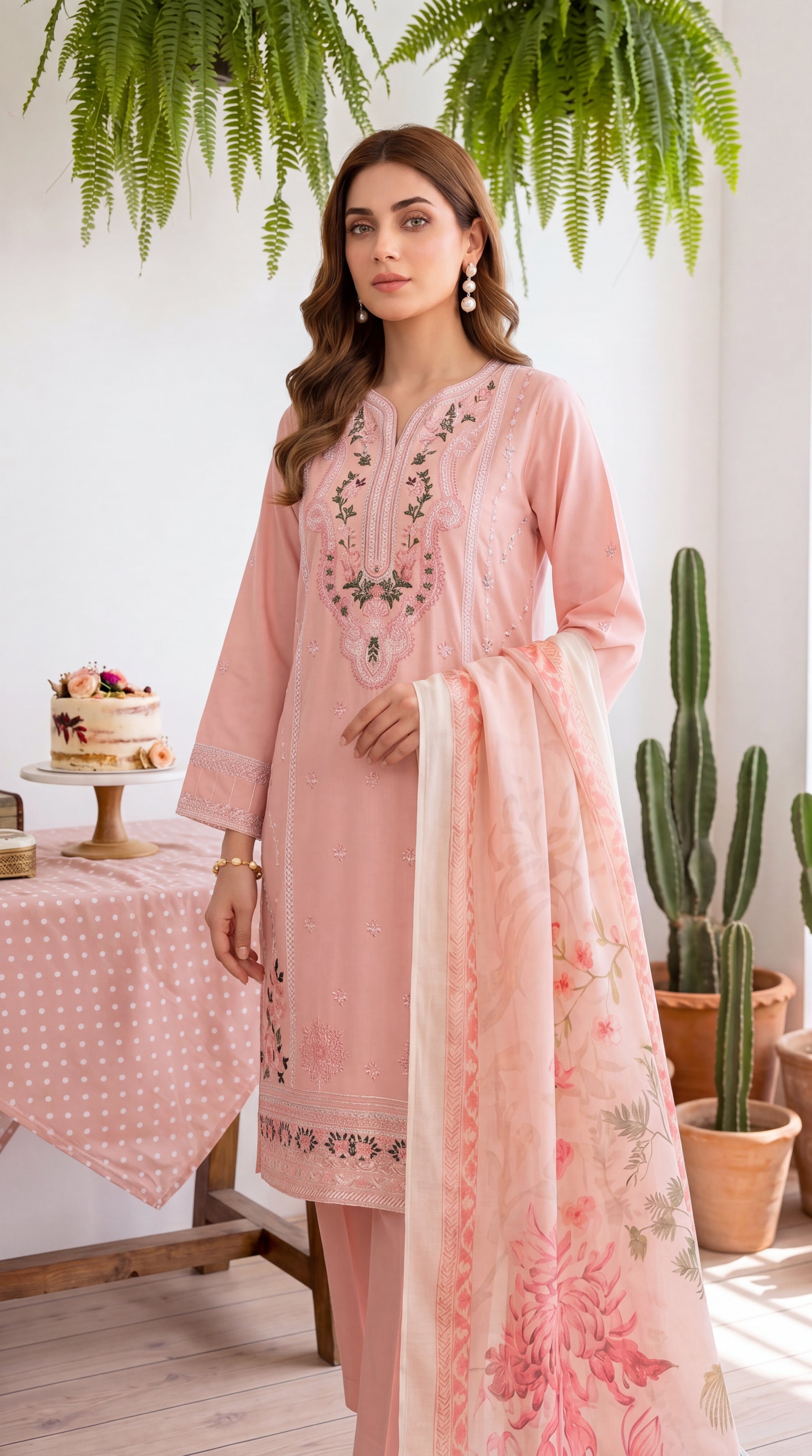 Women's Pret Wear PE01069 Blush Pink Floral Embroidered 3-Piece PINK / SML