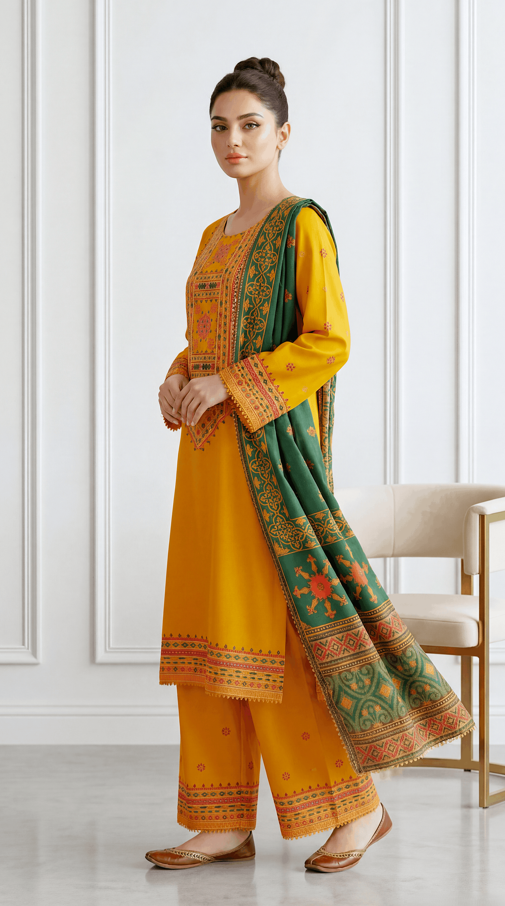 Women's Kurti Set PE01082 Coral Floral Embroidered 2 Piece MASTERD / SML