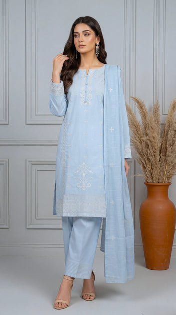 Embroidered Lawn Suit PE01224 Pastel Embroidery & Printed Dupatta 3 Piece AQWA / SML