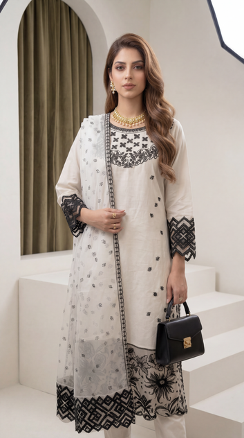 Ladies 3 Pc Embroidered  suit - PL00663