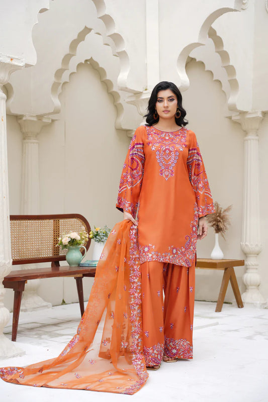 3 PC Embroidery Suit - PL00692