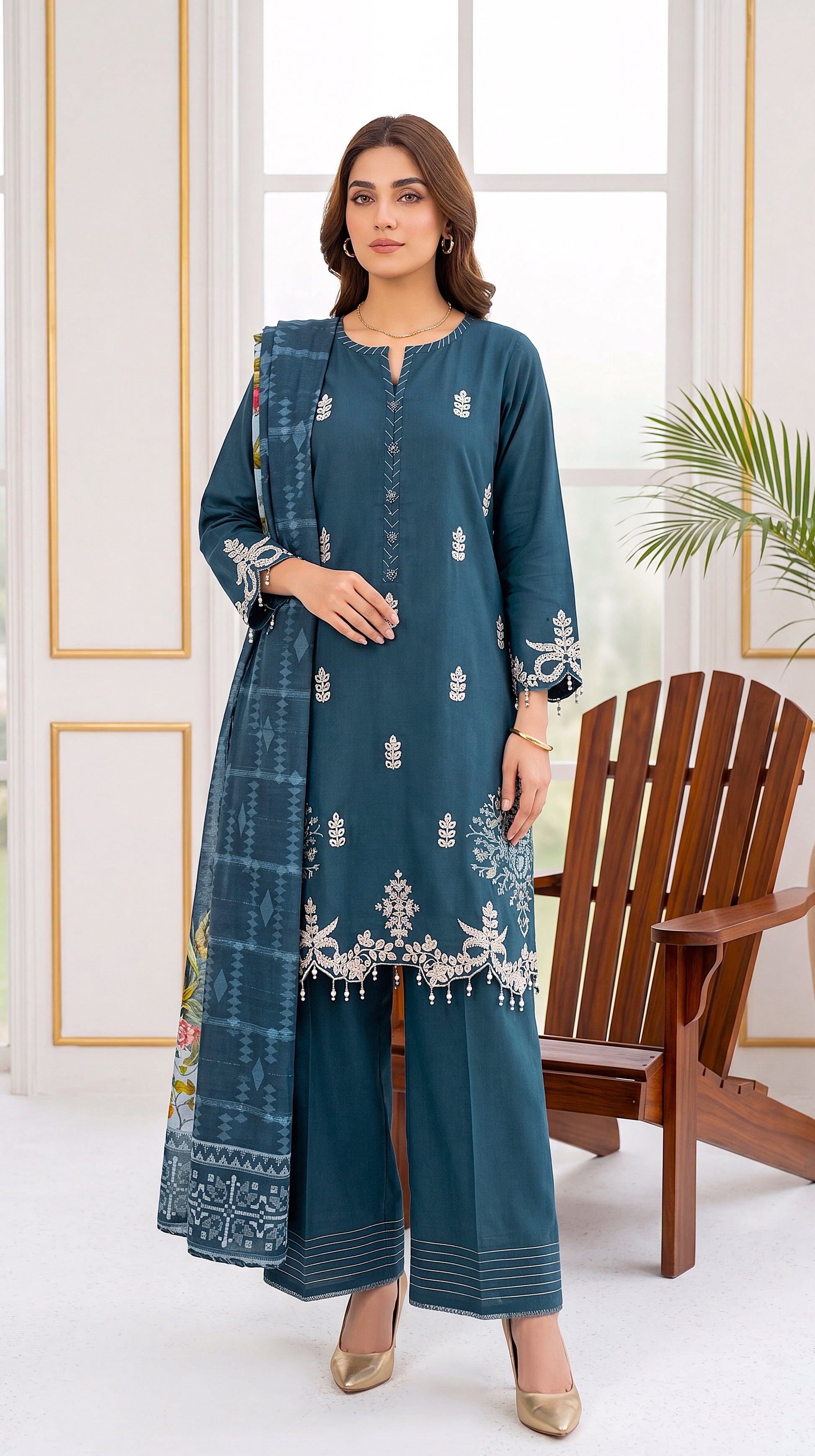 Blush Pink Festive Emb & Chikankari Work 3 Piece Women Suit - PL00722 ZINK / SML