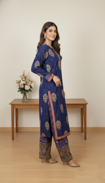 Royal Blue Floral 3-Piece Suit - PL00800