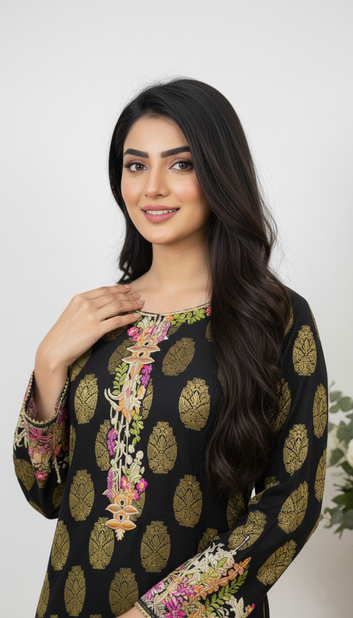 Ladies lawn Jacquard Shirt-PP00803