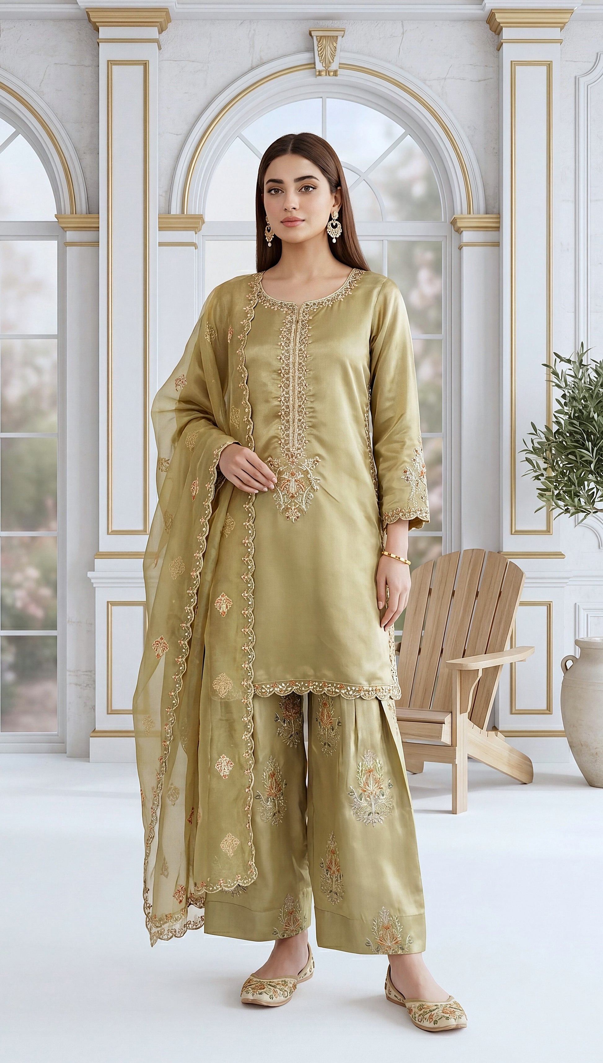 Slate Grey Summer Breathable & Aari Emb 3 Piece Women Suit - PL00808 PISTA / SML