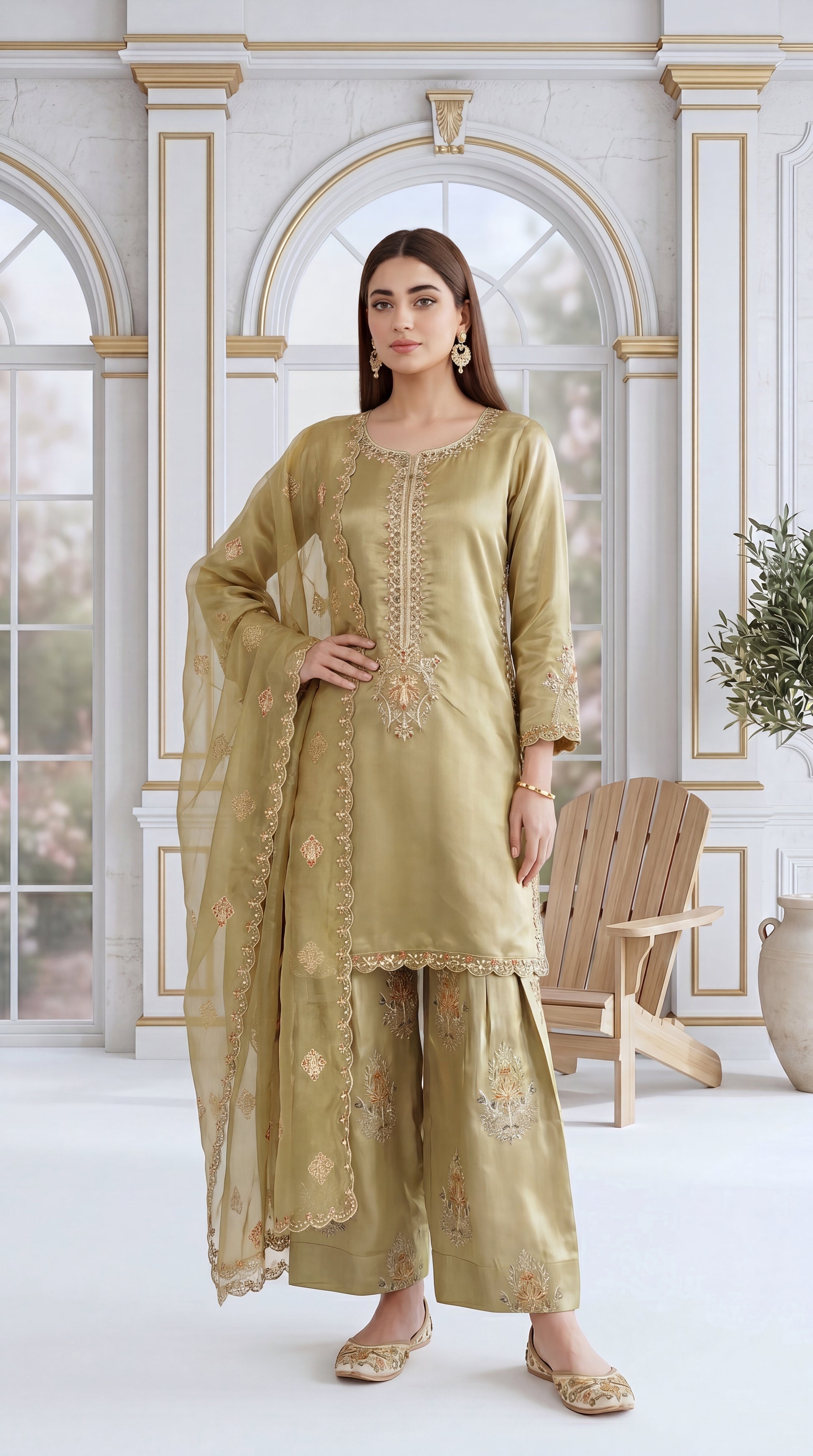 Slate Grey Summer Breathable & Aari Emb 3 Piece Women Suit - PL00808 PISTA / SML