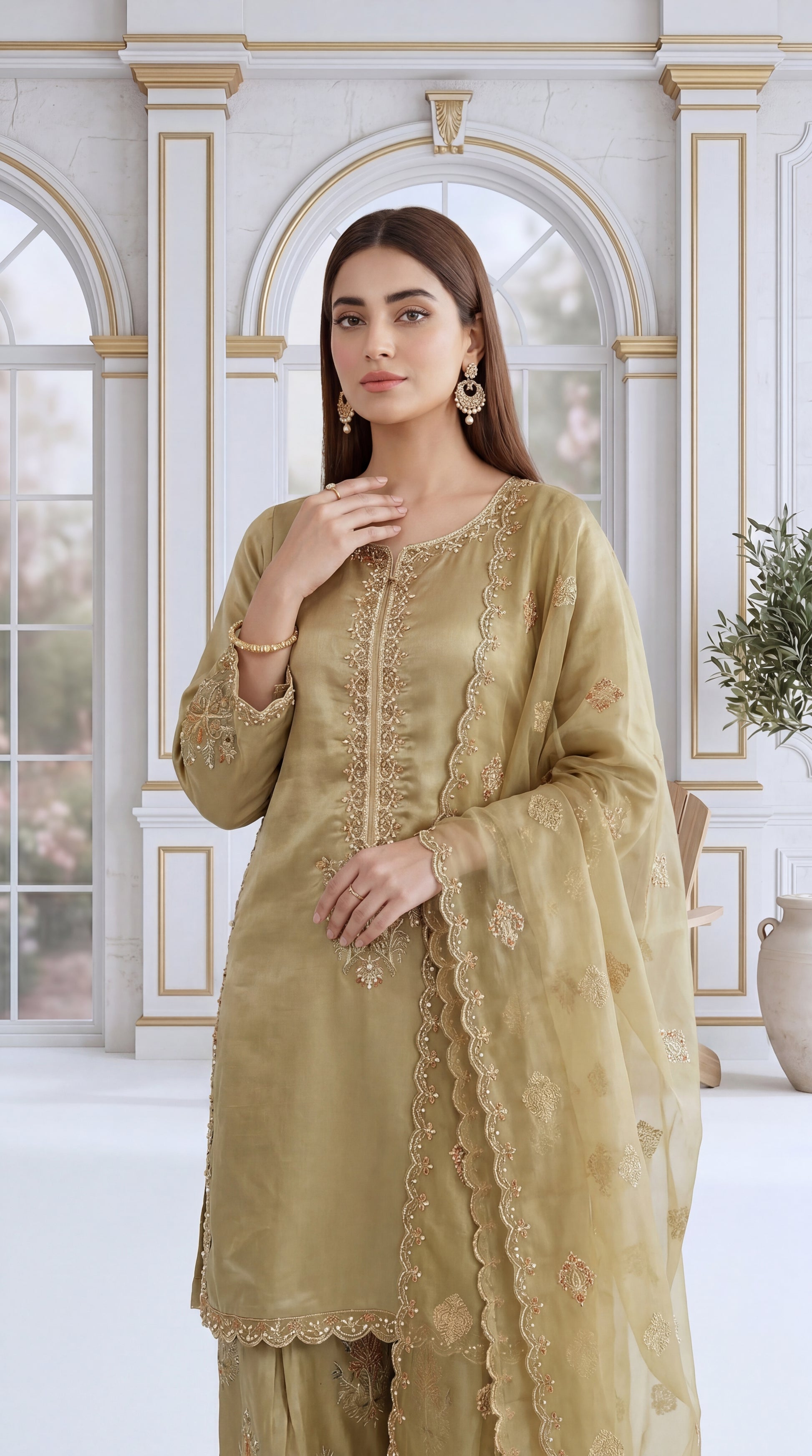 Slate Grey Summer Breathable & Aari Emb 3 Piece Women Suit - PL00808 PISTA / SML