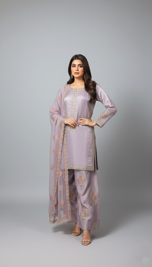 Ladies 3 Piece Suit Embroided-PL00808
