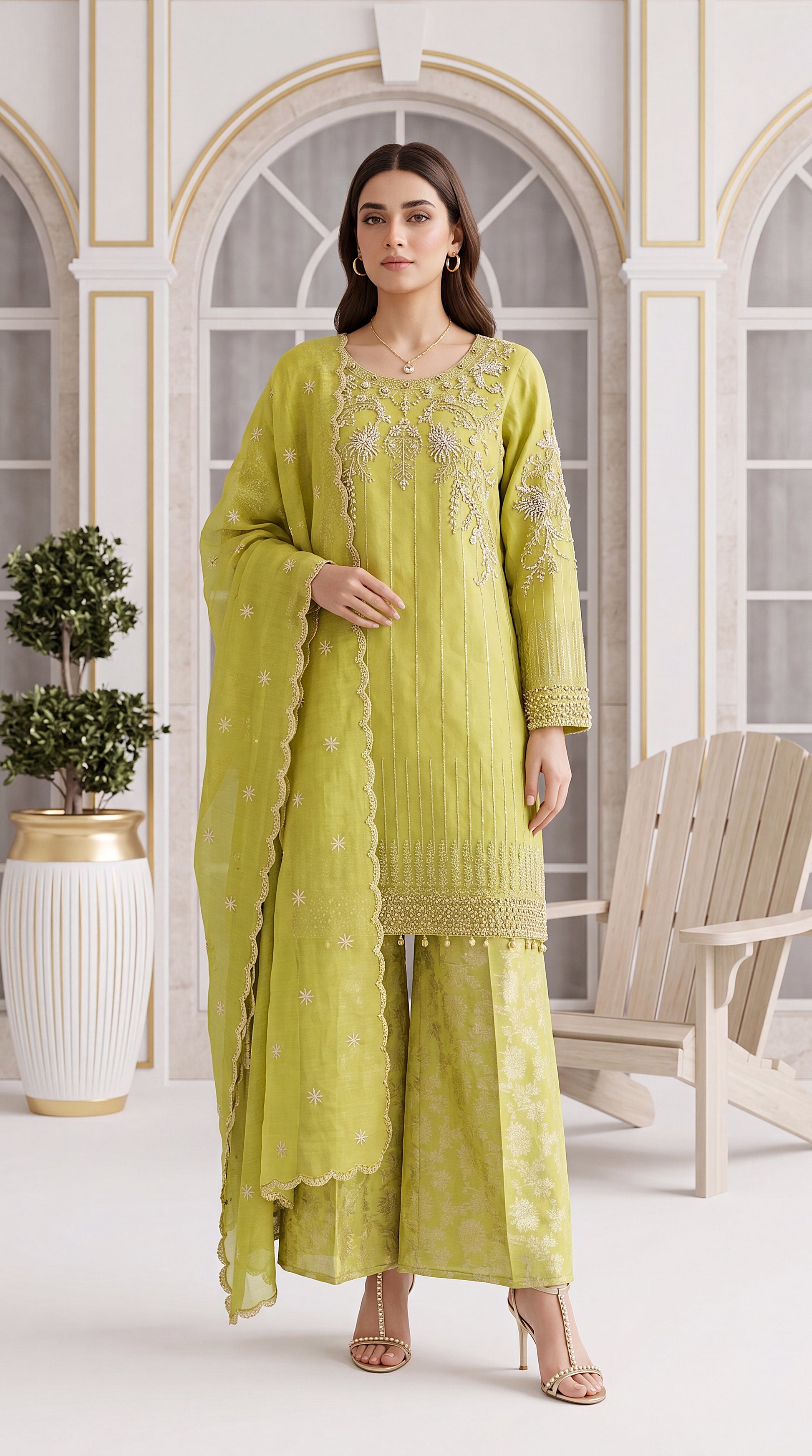 Denim Blue RTW Style & Summer Breathable 3 Piece Women Suit - PL00843 LIGHT GREEN / MED