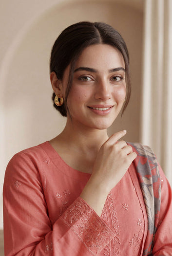 Ladies Suit PL00953 – Coral Ethnic 3 Piece Lawn