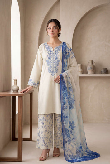 Ladies  Suit PL00954 – Ethnic Embroidered 3 Piece Cotton