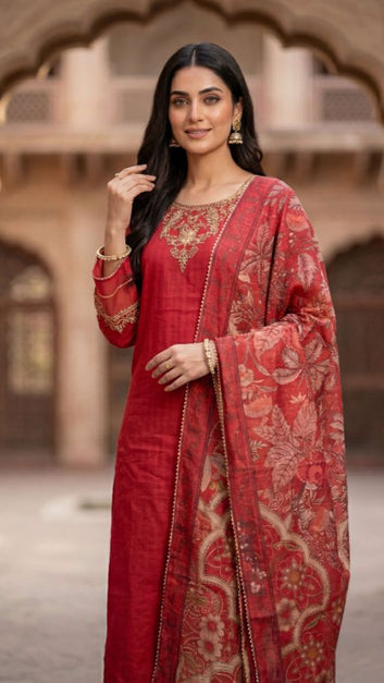 Ladies 3 Pc stitched Suit  - PL00973