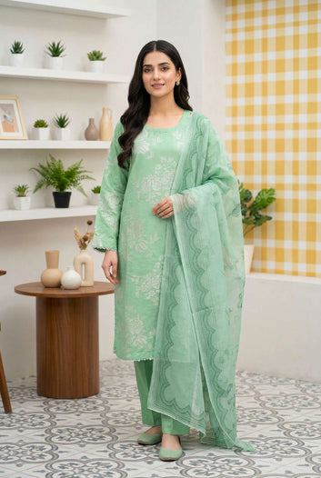 Ladies  Suit PL00981 – Green  3 Piece Lawn Embroidered