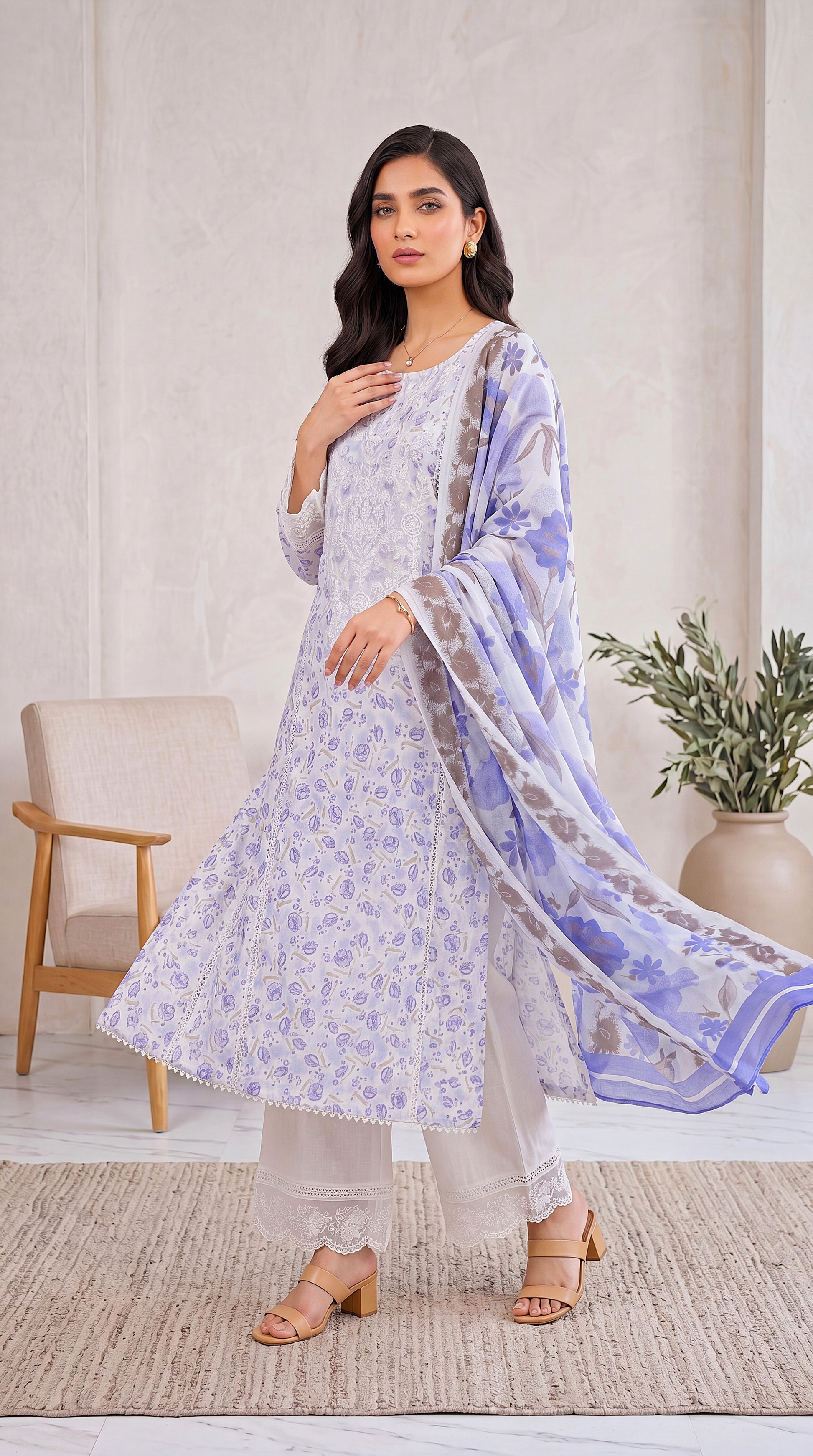 Mehndi Green Side Slit Design & Online Boutique Style 3 Piece Women Suit - PL01075 OFF White / SML