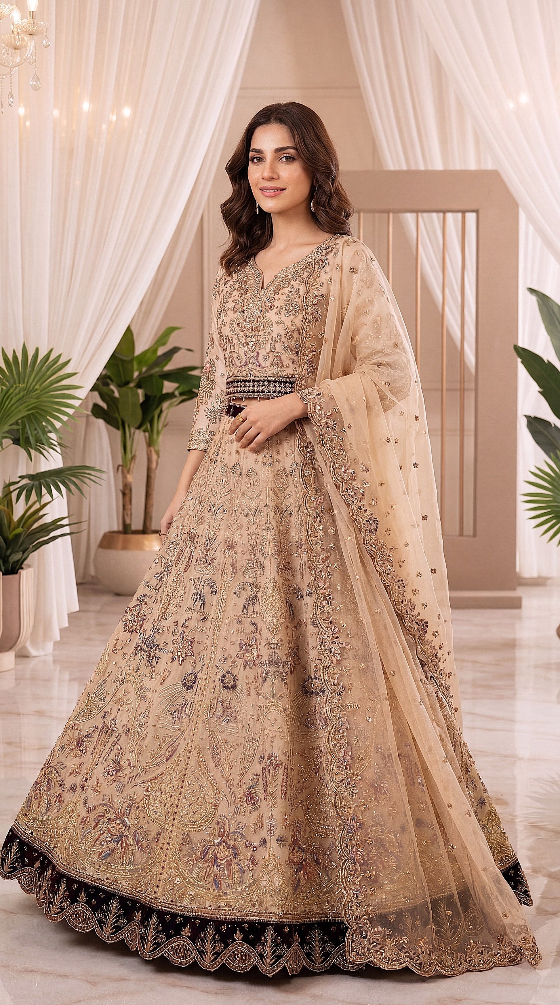 Bridal Formal PL01128 Heavily Embellished Flared Gown 3 Piece LIGHT GREEN / SML