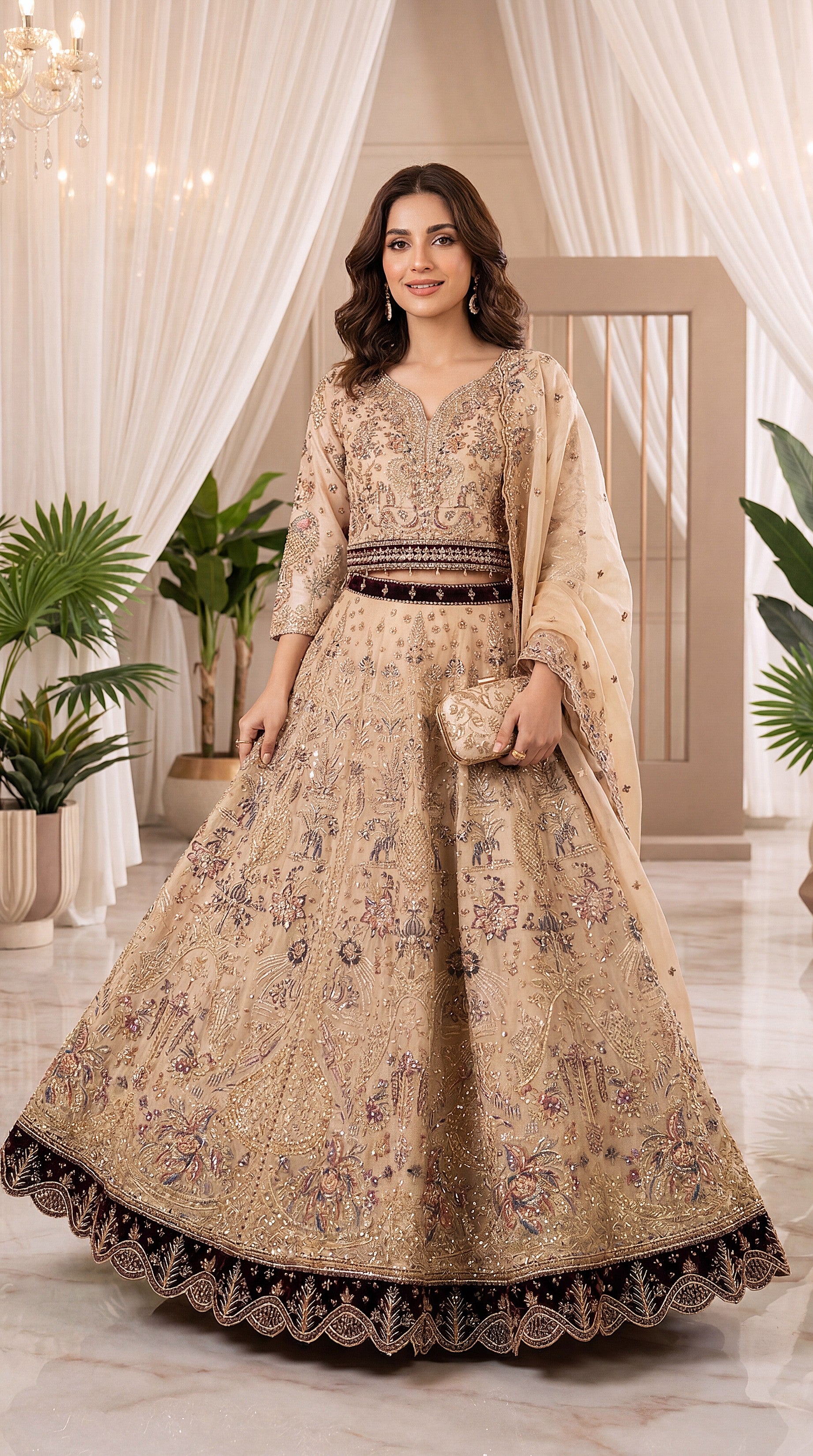 Bridal Formal PL01128 Heavily Embellished Flared Gown 3 Piece LIGHT GREEN / SML