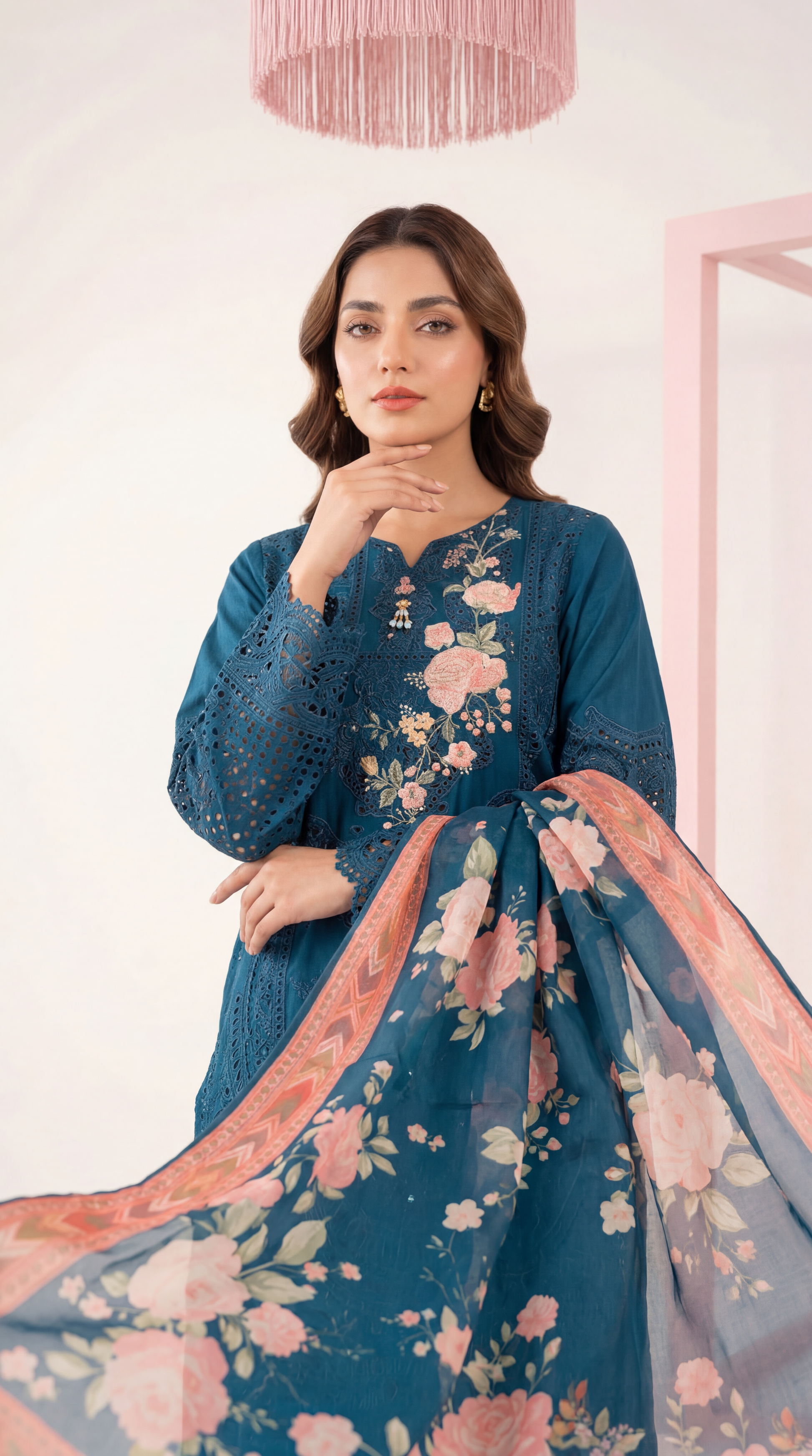 Luxury Pret PL01141 Floral Applique Cutwork Design  3 Piece ZINK / SML