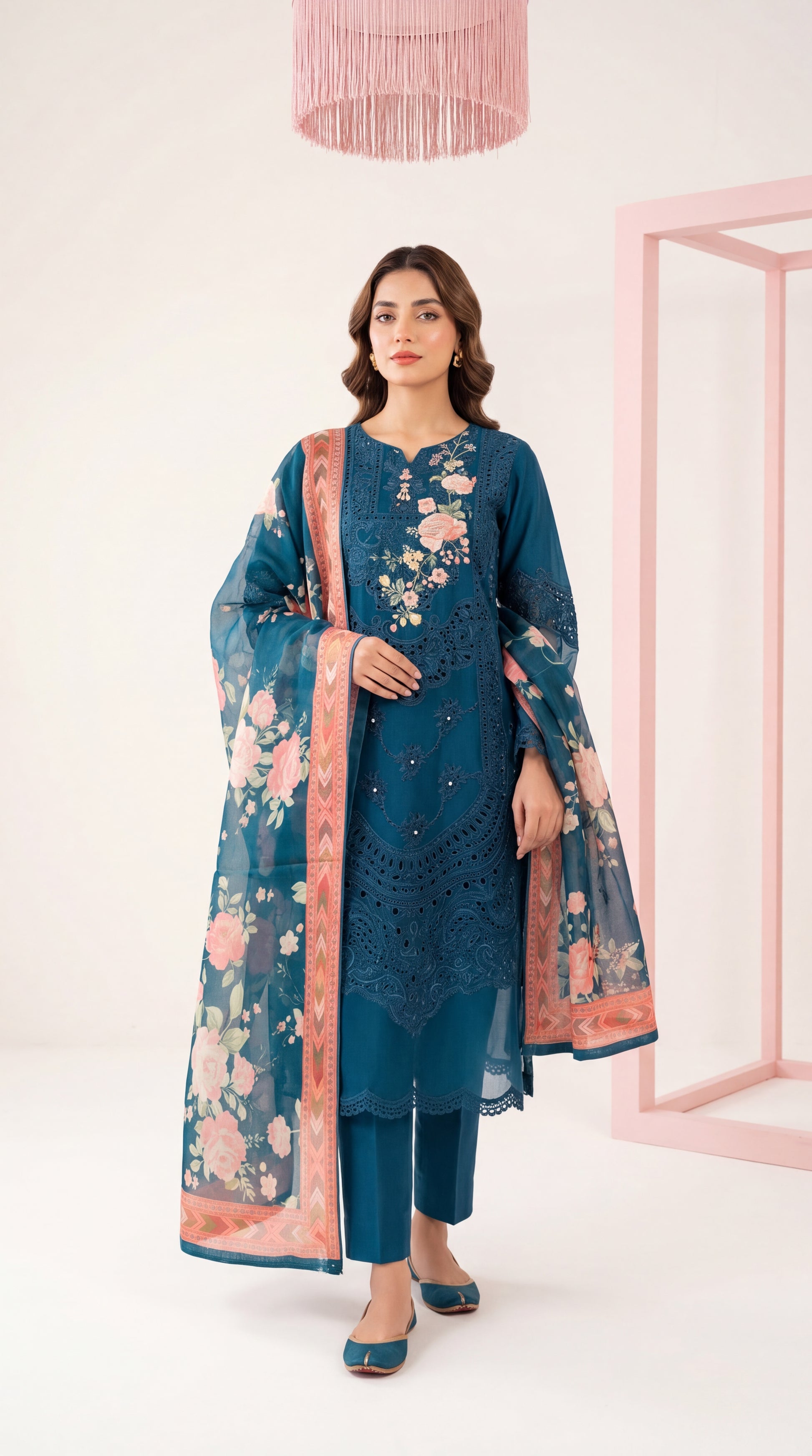 Luxury Pret PL01141 Floral Applique Cutwork Design  3 Piece ZINK / SML