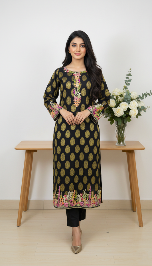 Ladies lawn Jacquard Shirt-PP00803