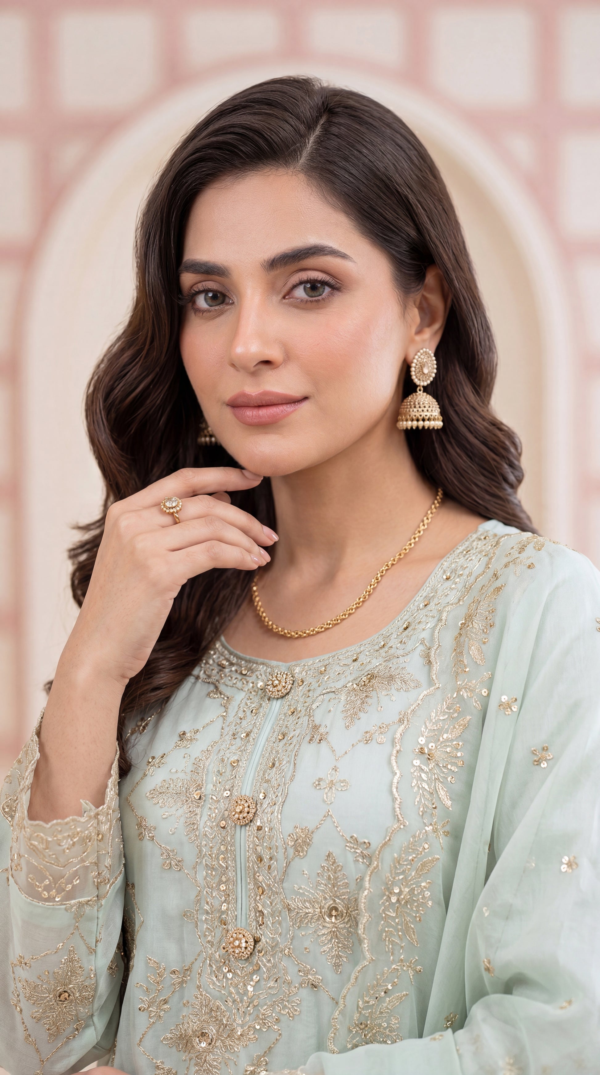 Apple Green Classic Pakistani Suit & Cotton Net Dupatta 3 Piece Women Suit - PP00105 LIGHT GREEN / SML