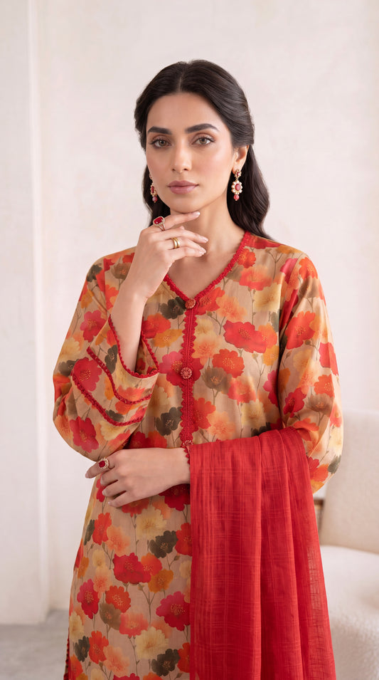 Ladies Floral Printed Co-Ord Set PP01179 Multicolor Blossom Print 2 Piece MASTERD / SML