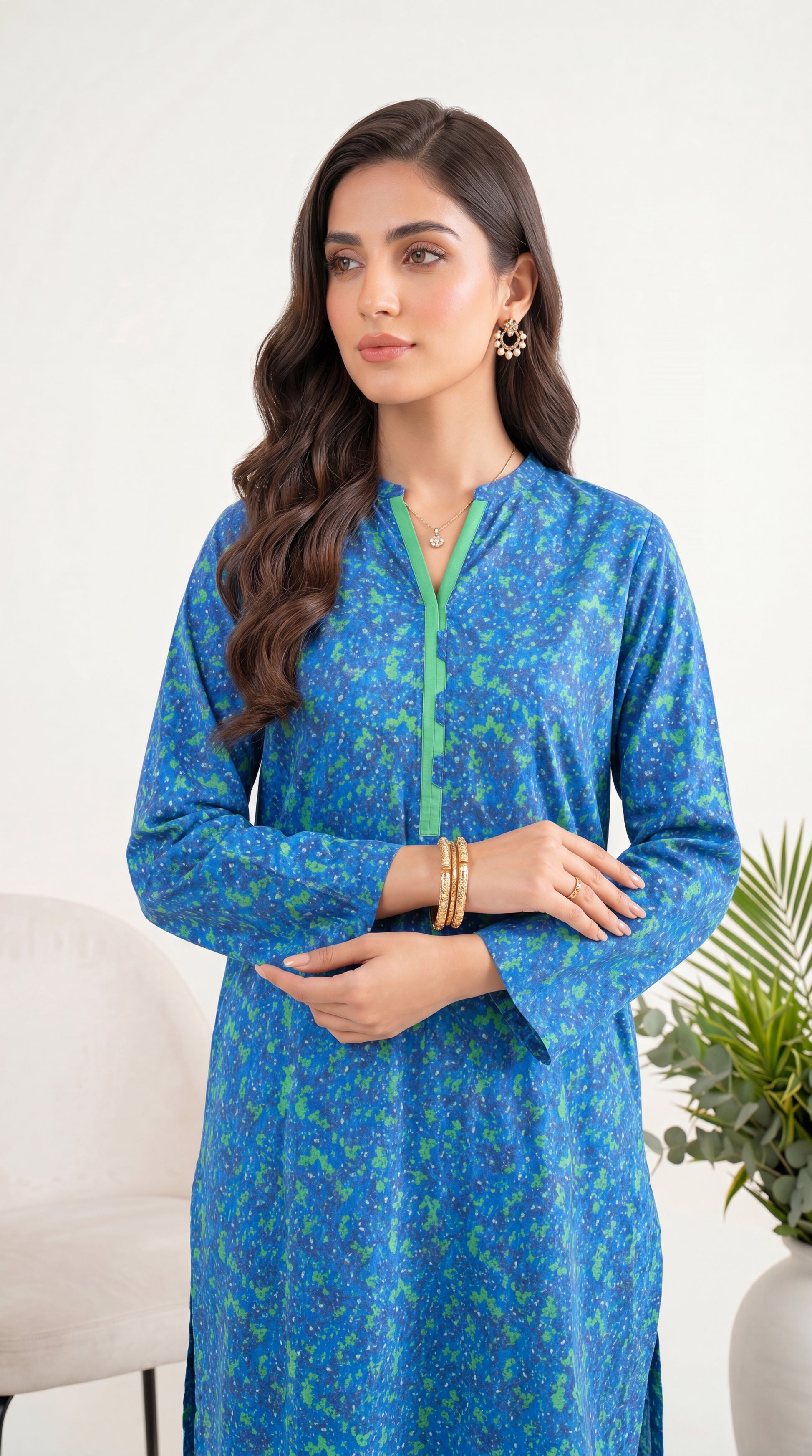 Light Green Wedding Guest Wear & Jacquard Dobby Weave 3 Piece Women Suit - PP00195 BLUE / SML