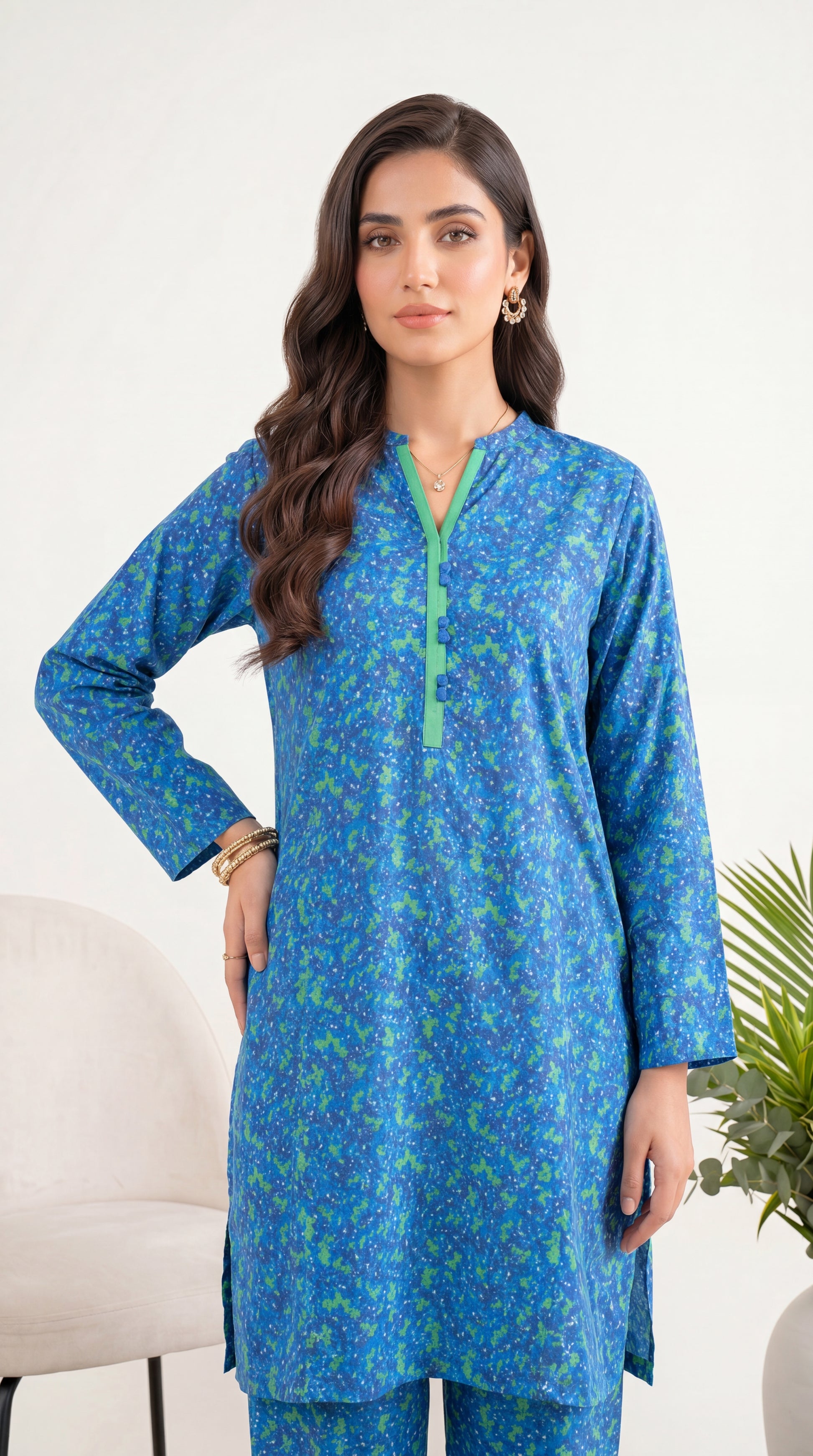 Light Green Wedding Guest Wear & Jacquard Dobby Weave 3 Piece Women Suit - PP00195 BLUE / SML