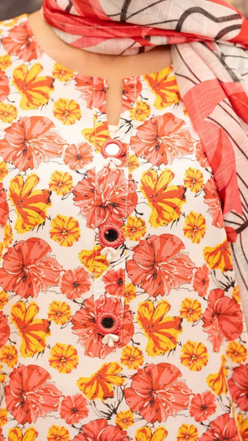 3 pc Lawn printed Suit - PP00291