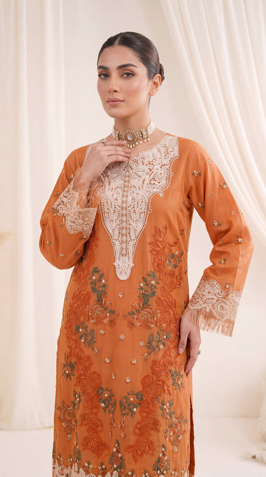 Ladies Formal Embroidered Suit PP00295 Lace Applique Work 3 Piece Net Blend MASTERD / SML