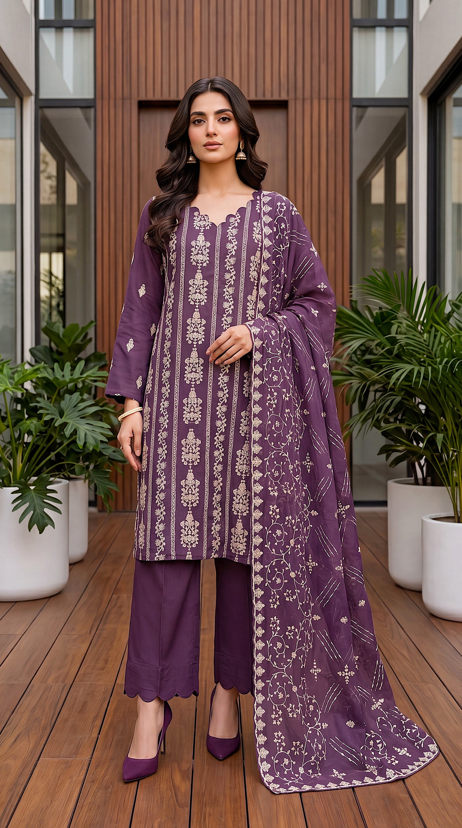 Seafoam Green All Season Wear & Summer Breathable 2 Piece Women Suit - PP00308 PURPLE / SML