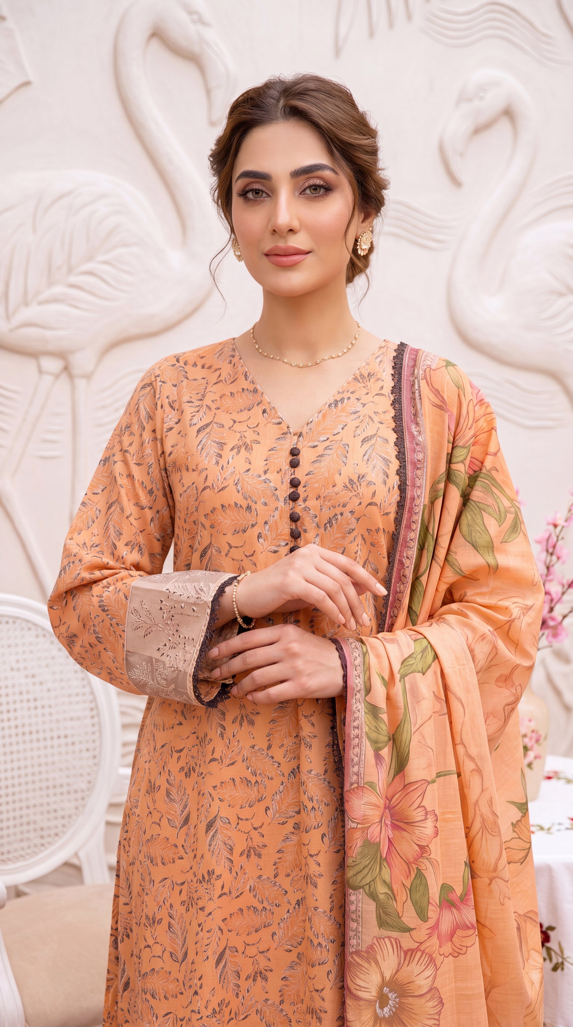 Wine Purple Desi Festive Look & Emb Daman 3 Piece Women Suit - PP00514 PEACH / SML