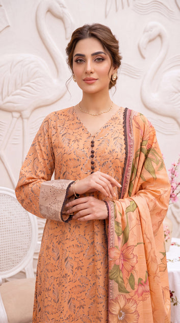 Wine Purple Desi Festive Look & Emb Daman 3 Piece Women Suit - PP00514 PEACH / SML