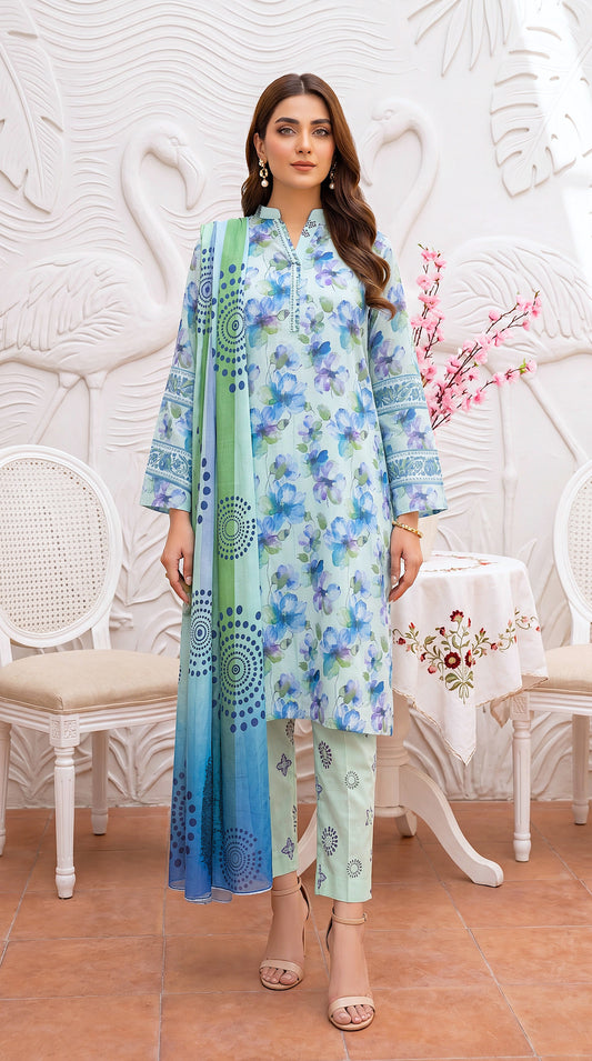 Sea Mint Unique Article Design & Modern Modest Cut 3 Piece Women Suit - PP00522 AQWA / SML