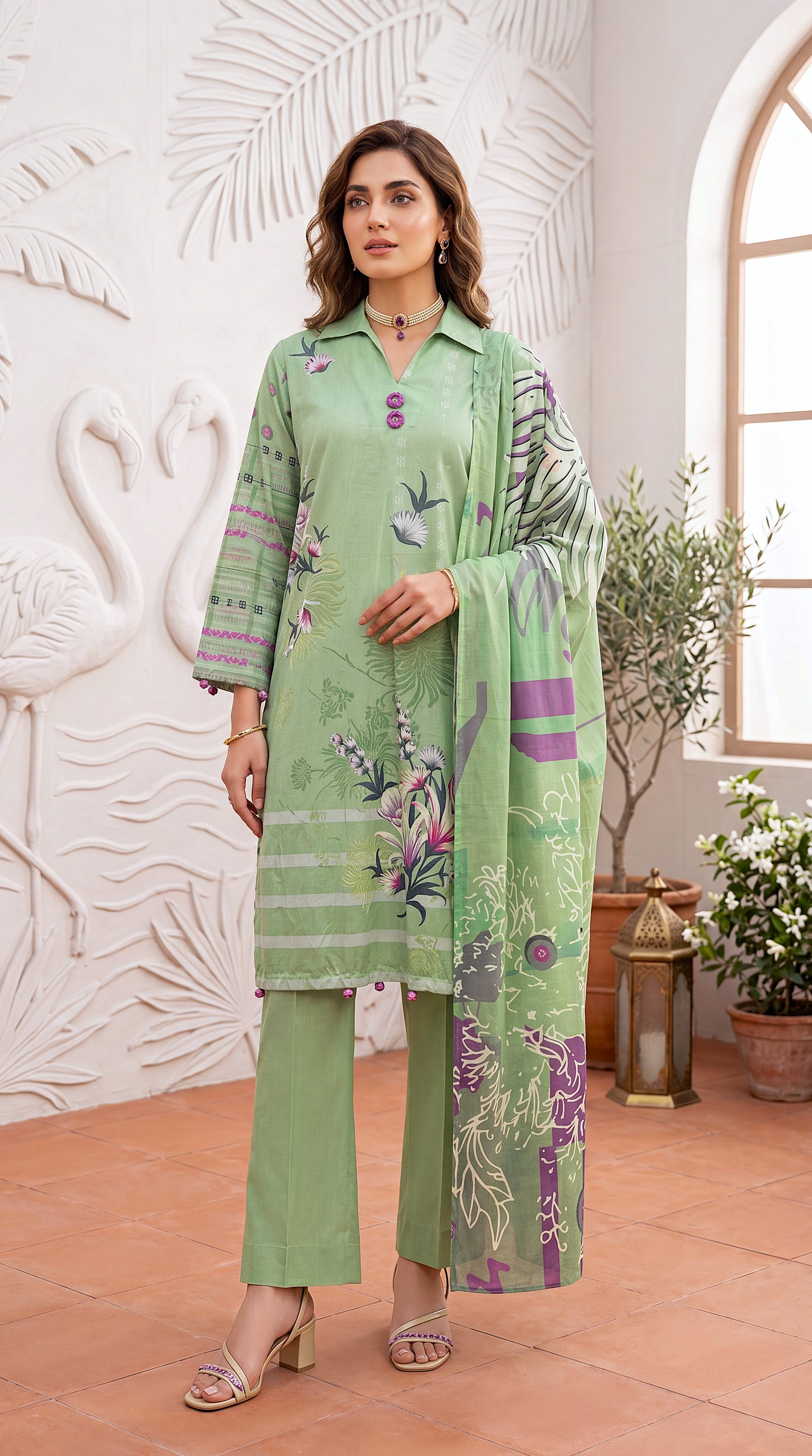 Brick Red Online Boutique Style & Wide Trouser Fit 2 Piece Women Suit - PP00523 GREEN / SML