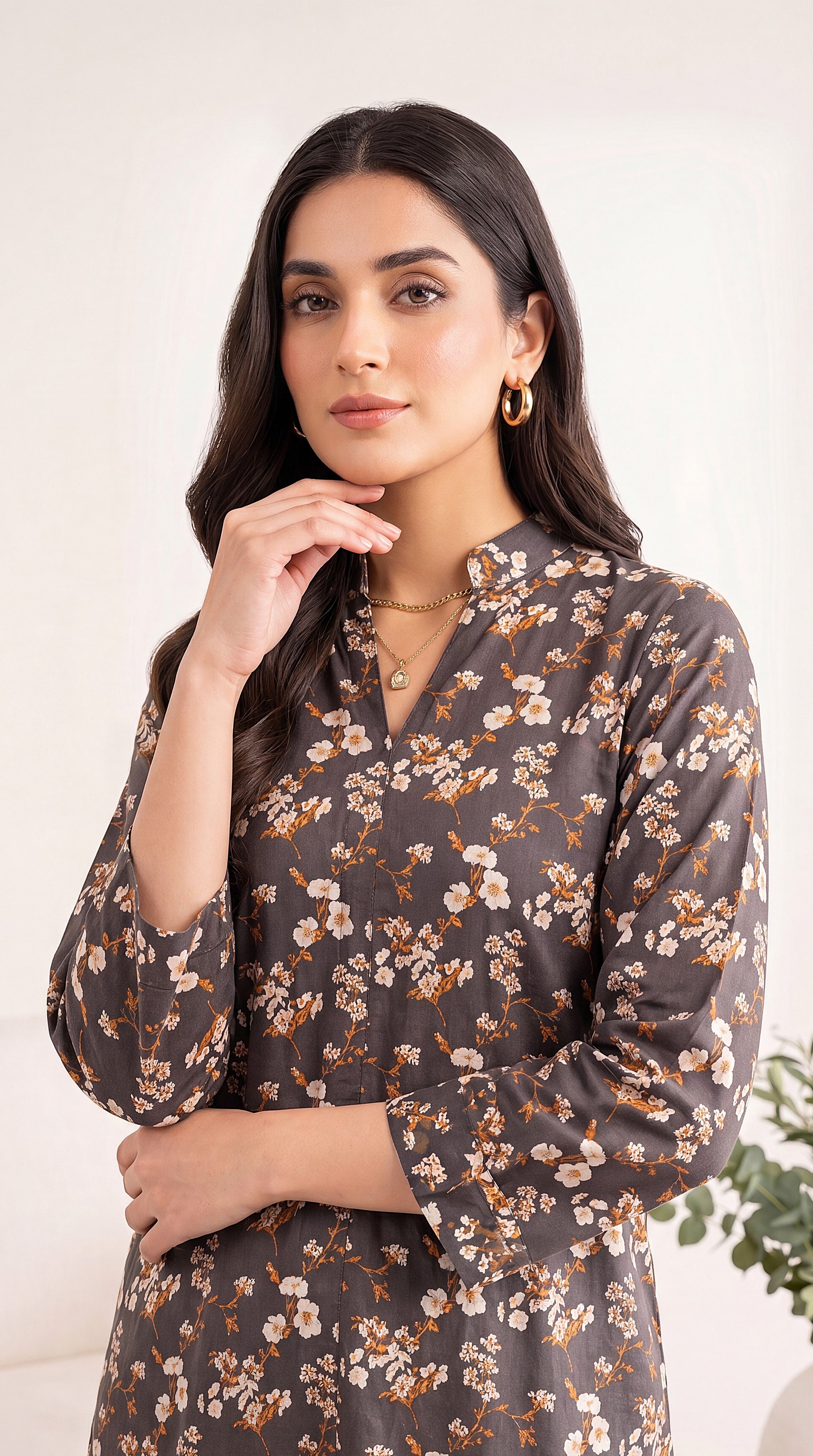 Charcoal Coral Premium Threadwork & Comfortable Stitching 3 Piece Women Suit - PP00532 BLACK / MED
