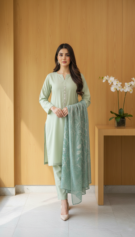 Embroided 3 Pc Suit-PP00789