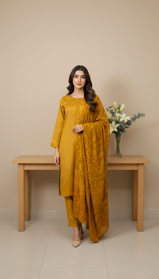 Embroided 3 Pc Suit-PP00790