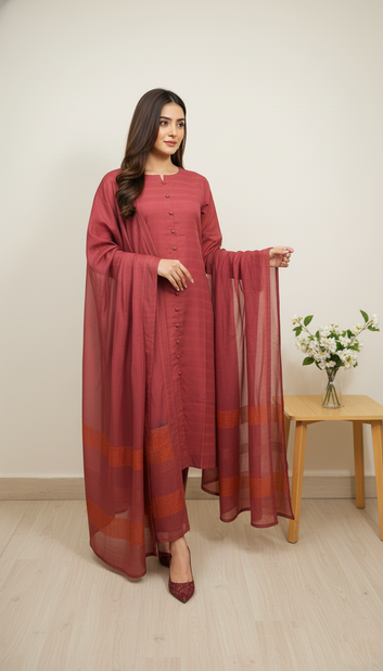 Embroided 3 Pc Suit-PP00791