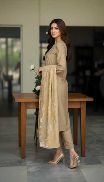 Embroided 3 Pc Suit-PP00795
