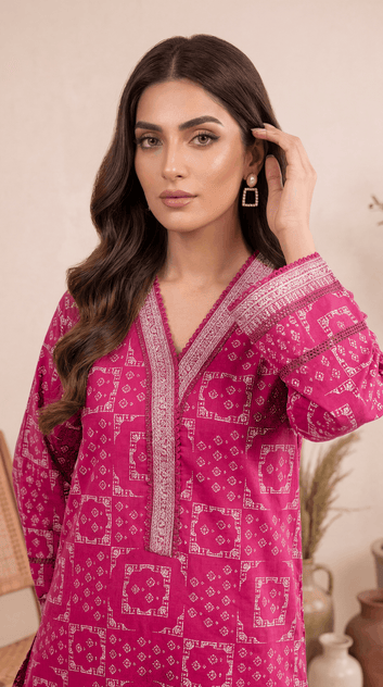 Lawn Printed PP01209 Geometric Print 2 Pc SHOKING PINK / SML