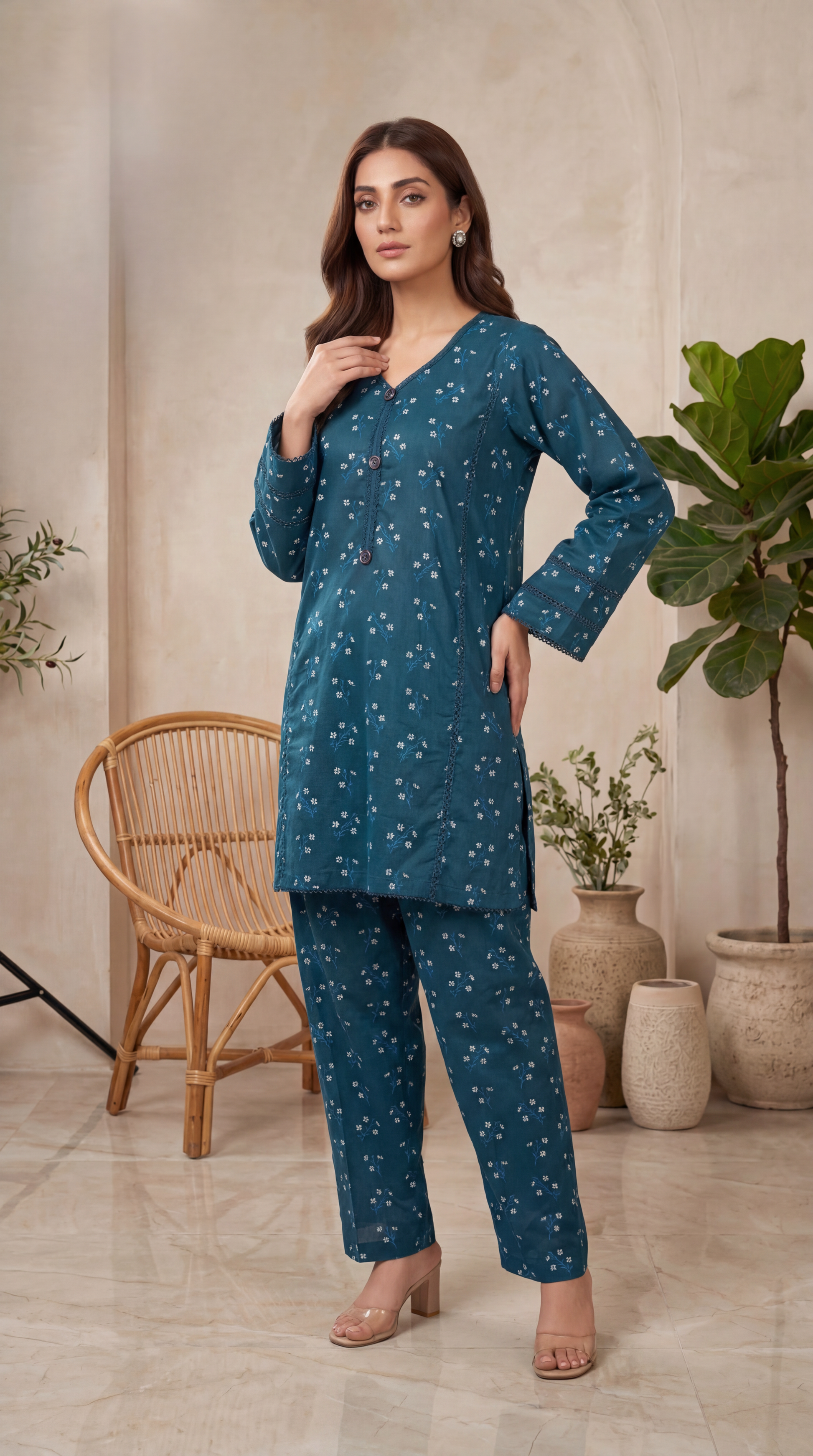 Lawn Printed PP01216 Ditsy Floral Print  2 Pc ZINK / SML